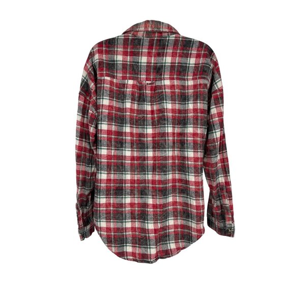 Brandy Melville Red & Green Plaid Button-Up Flannel Shirt One Size - Picture 4 of 8